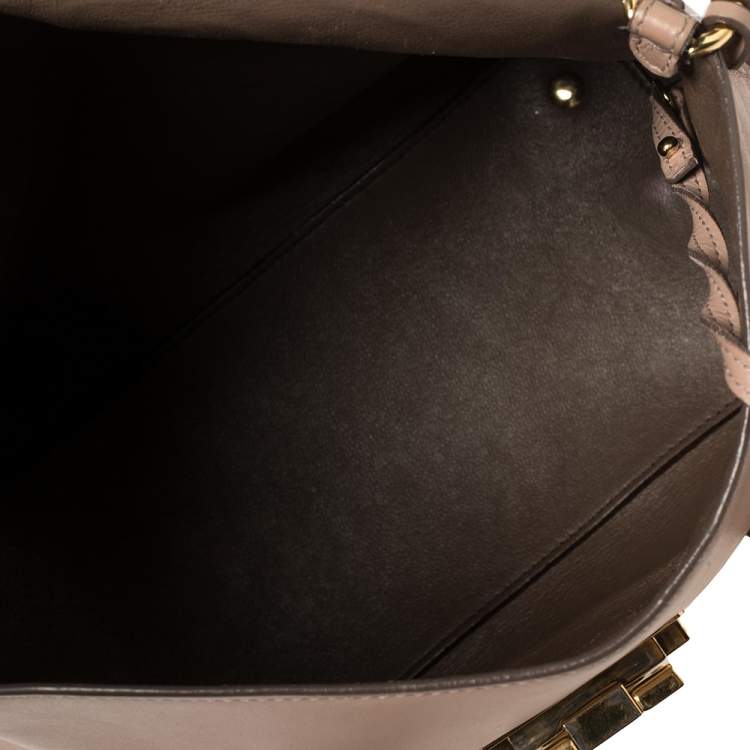 Pre Owned Salvatore Ferragamo Beige Leather Satchel