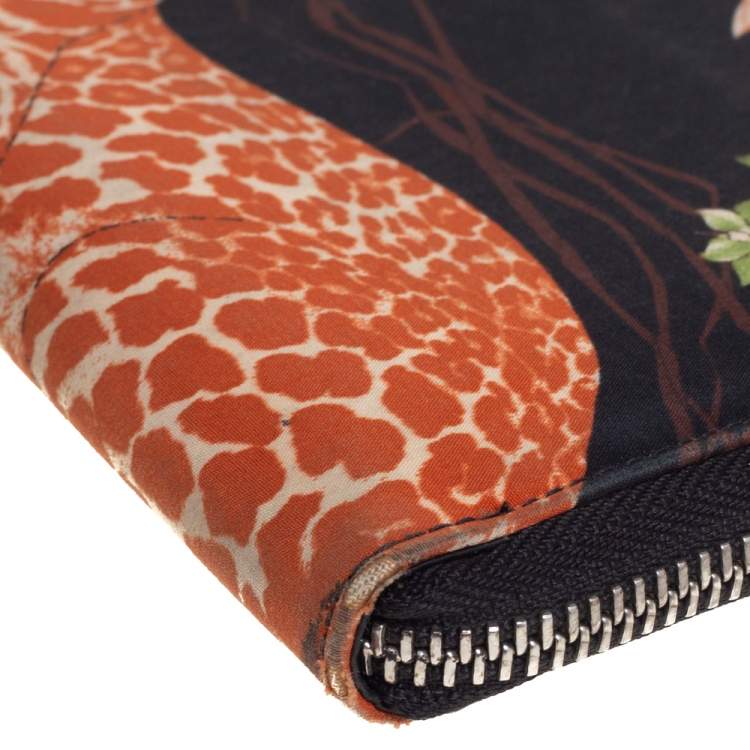 Pre Owned Salvatore Ferragamo Multicolor Jungle Scarf Print Zip Around Wallet