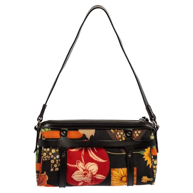 Pre Owned Salvatore Ferragamo Multicolor Nylon/Leather Jungle Safari Print Leopard Baguette