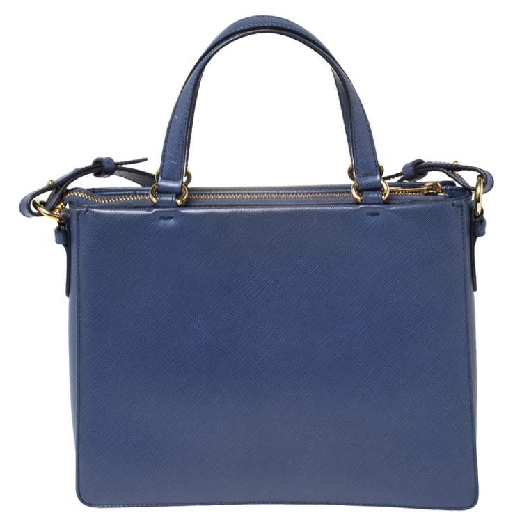 Pre Owned Salvatore Ferragamo Blue Leather Vara Bow Tote