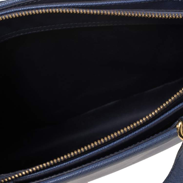 Pre Owned Salvatore Ferragamo Blue Leather Vara Bow Tote