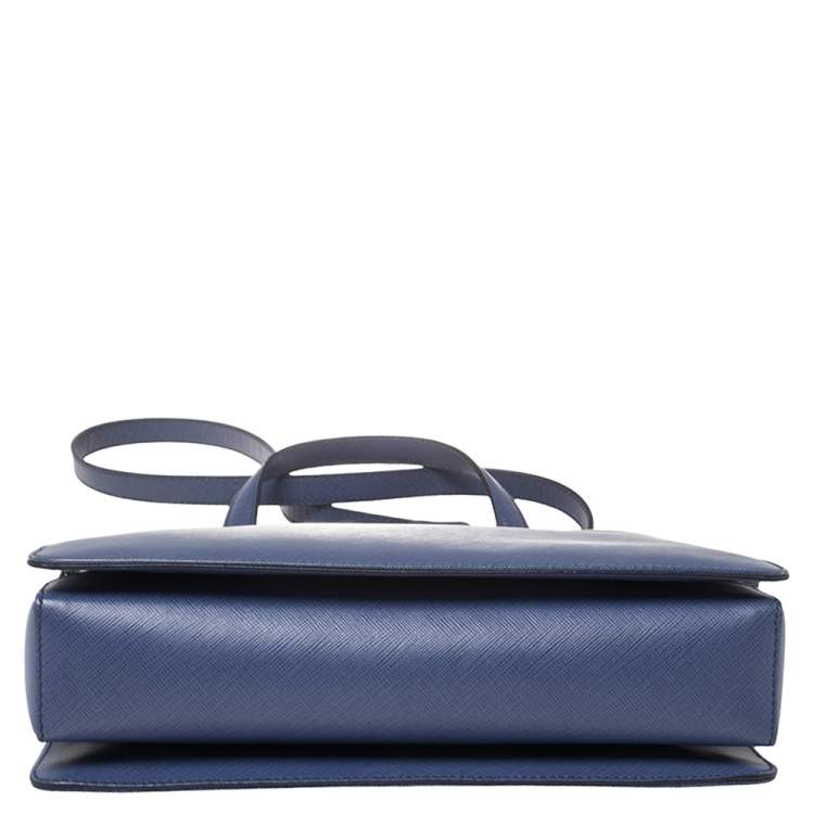 Pre Owned Salvatore Ferragamo Blue Leather Vara Bow Tote