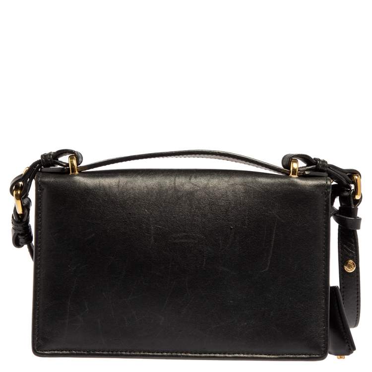Pre Owned Salvatore Ferragamo Black Leather Gancini Crossbody Bag