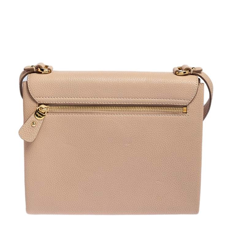 Pre Owned Salvatore Ferragamo Beige Leather Shoulder Bag