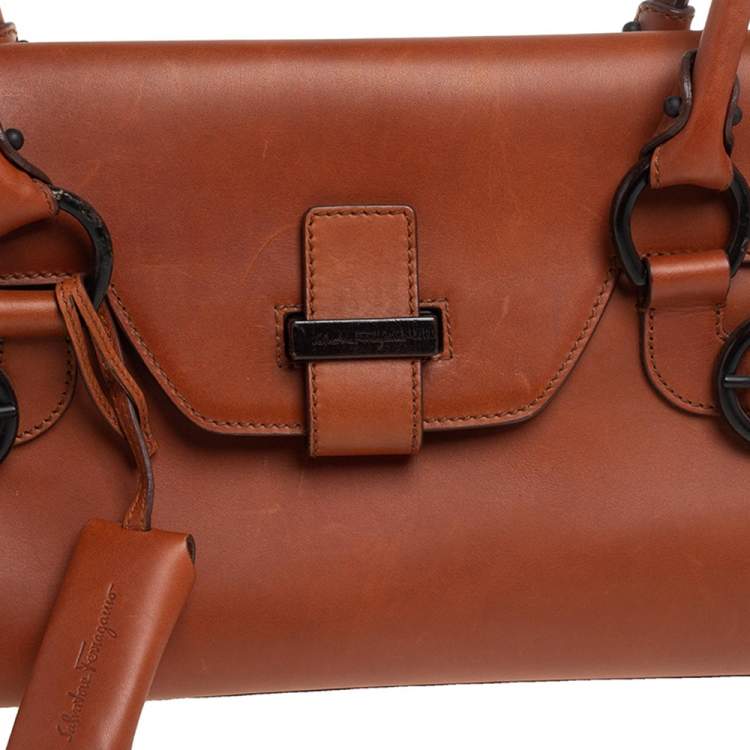 Pre Owned Salvatore Ferragamo Brown Leather Gina Satchel