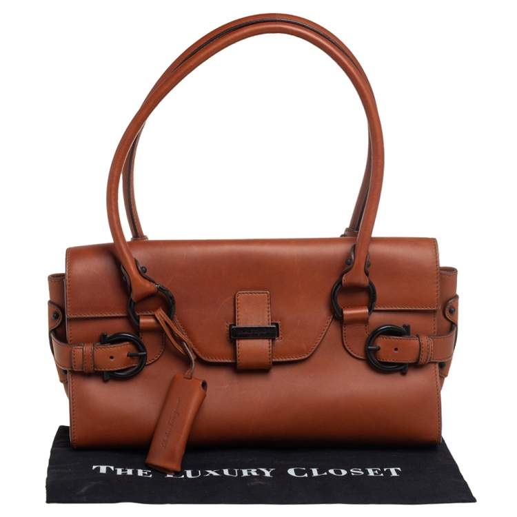 Pre Owned Salvatore Ferragamo Brown Leather Gina Satchel