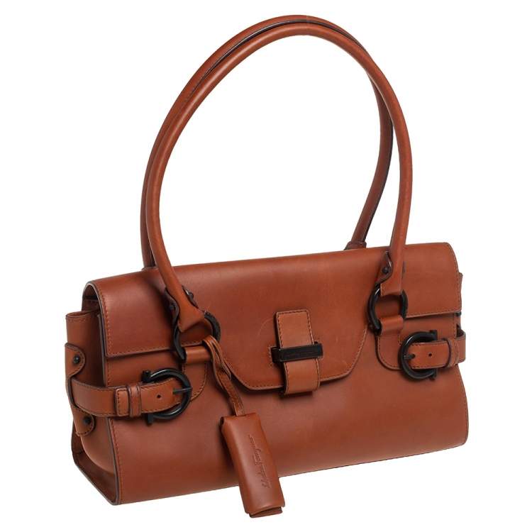 Pre Owned Salvatore Ferragamo Brown Leather Gina Satchel
