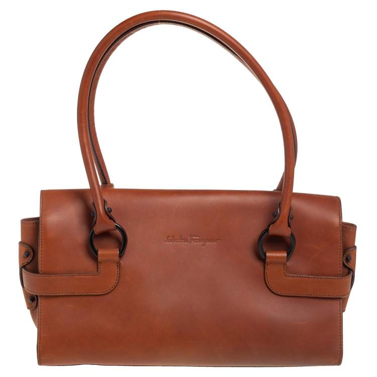 Pre Owned Salvatore Ferragamo Brown Leather Gina Satchel