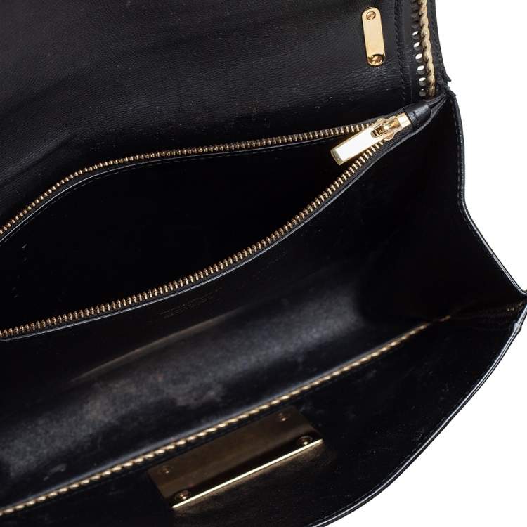 Pre Owned Salvatore Ferragamo Black Leather Gancini Crossbody Bag