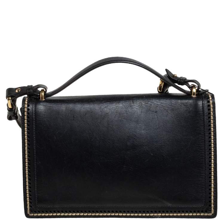 Pre Owned Salvatore Ferragamo Black Leather Gancini Crossbody Bag