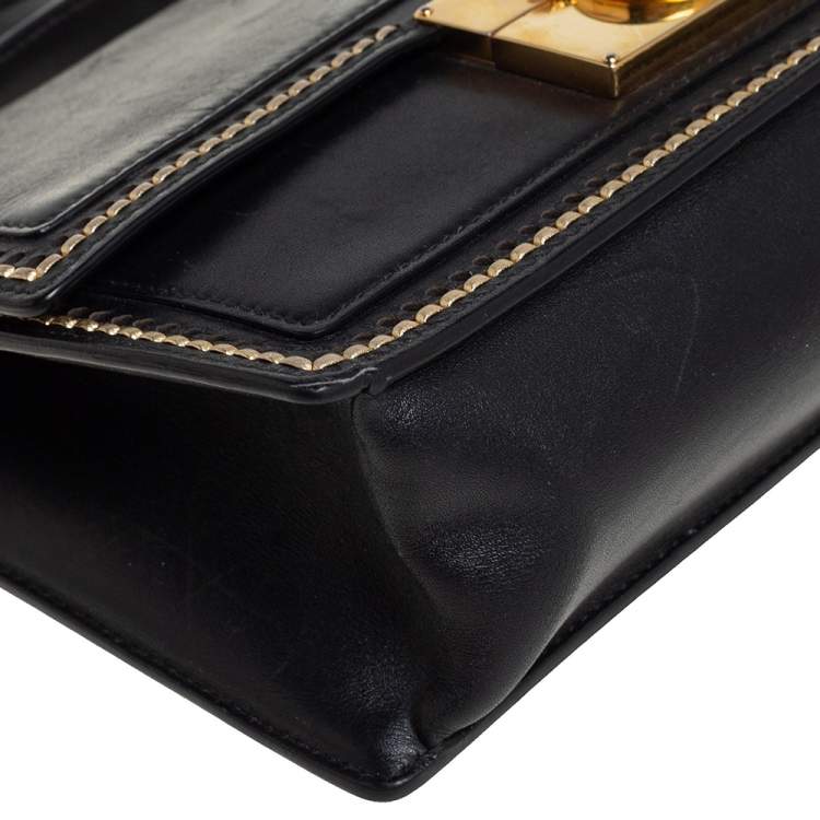 Pre Owned Salvatore Ferragamo Black Leather Gancini Crossbody Bag