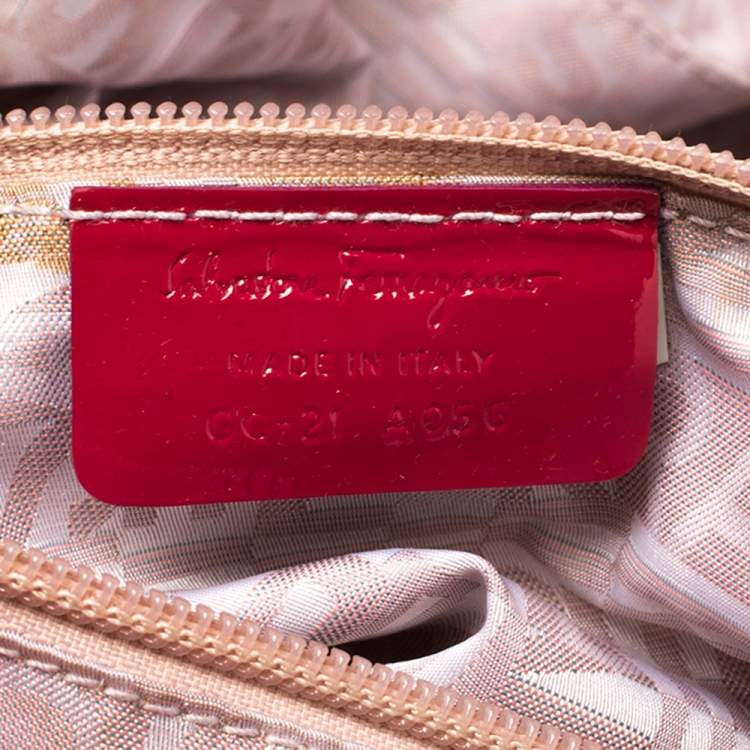 Pre Owned Salvatore Ferragamo Pink Patent Leather Braided Satchel