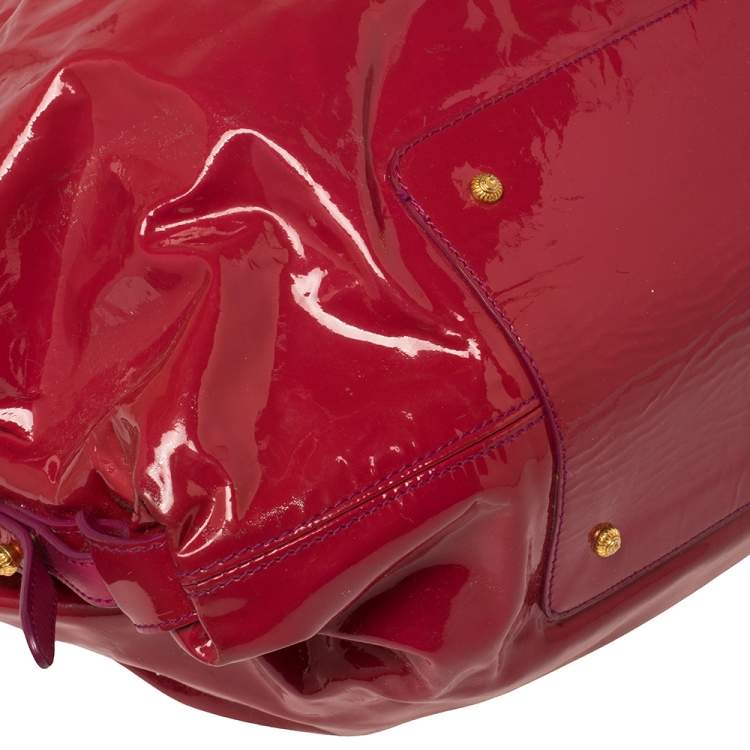 Pre Owned Salvatore Ferragamo Pink Patent Leather Braided Satchel