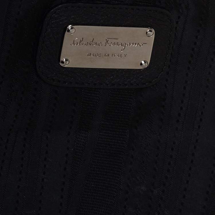 Pre Owned Salvatore Ferragamo Black Leather Gina Tote