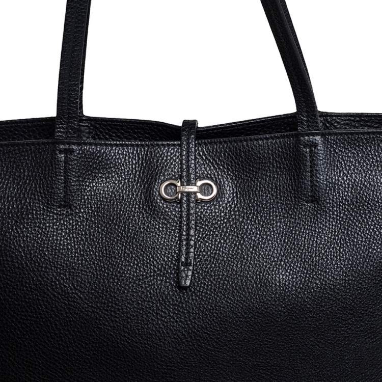 Pre Owned Salvatore Ferragamo Black Leather Gina Tote