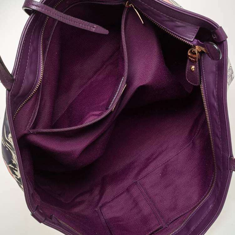 مملوكة مسبقًا Salvatore Ferragamo Multicolor Bice Scarf Printed Nylon and Leather Zip Tote