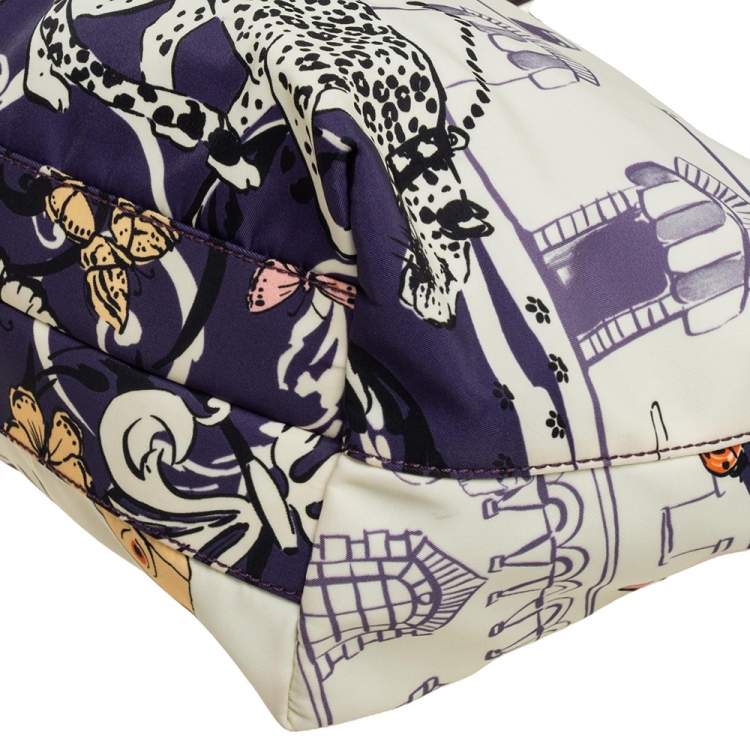 مملوكة مسبقًا Salvatore Ferragamo Multicolor Bice Scarf Printed Nylon and Leather Zip Tote