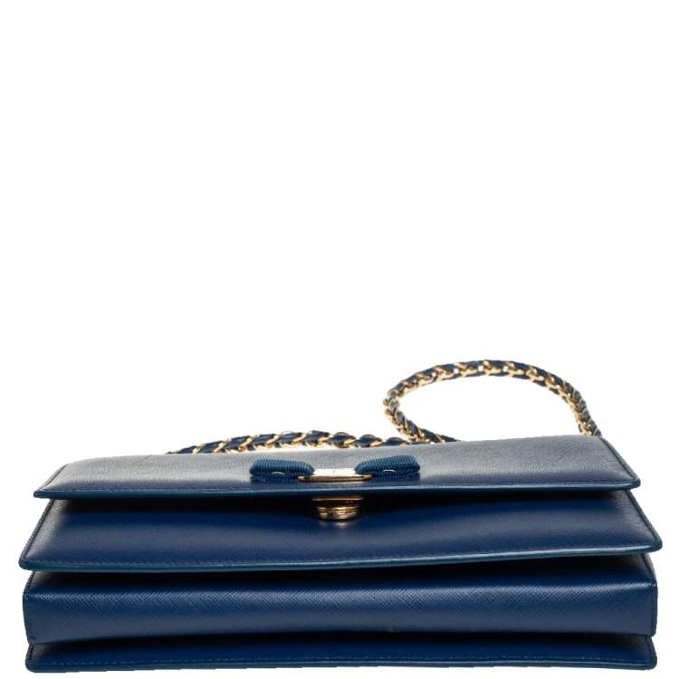Pre Owned Salvatore Ferragamo Blue Leather Ginny Shoulder Bag