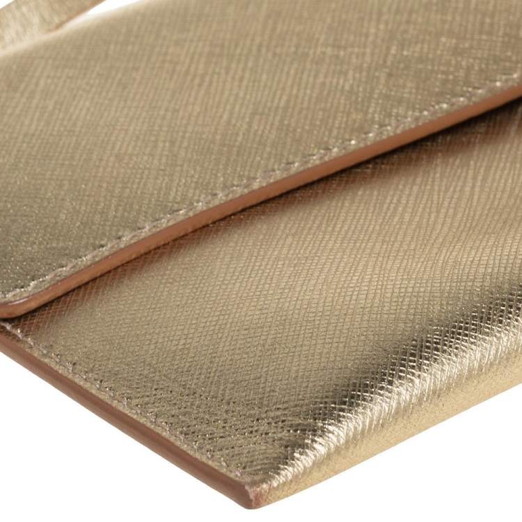 Pre Owned Salvatore Ferragamo Metallic Gold Leather Afef Gancio Clutch