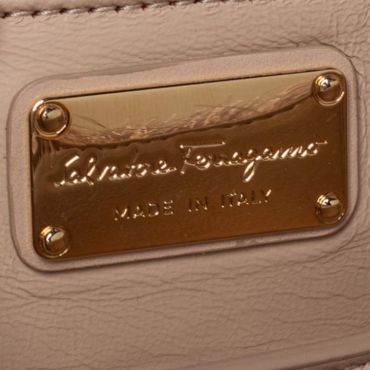 Pre Owned Salvatore Ferragamo Beige Suede and Fabric Ginny Fringed Crossbody Bag