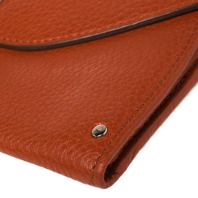 Pre Owned Salvatore Ferragamo Orange Leather Wallet