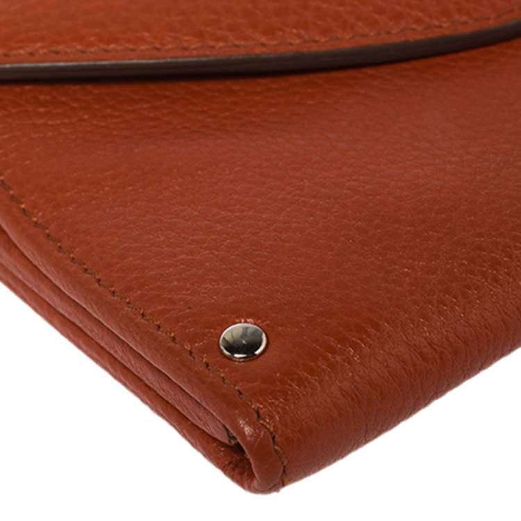 Pre Owned Salvatore Ferragamo Orange Leather Wallet