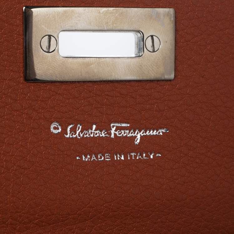 Pre Owned Salvatore Ferragamo Orange Leather Wallet