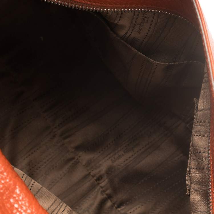 Pre Owned Salvatore Ferragamo Burnt Orange Leather Sofia Top Handle Bag