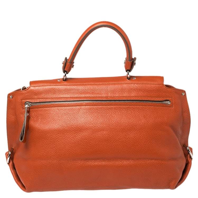 Pre Owned Salvatore Ferragamo Burnt Orange Leather Sofia Top Handle Bag