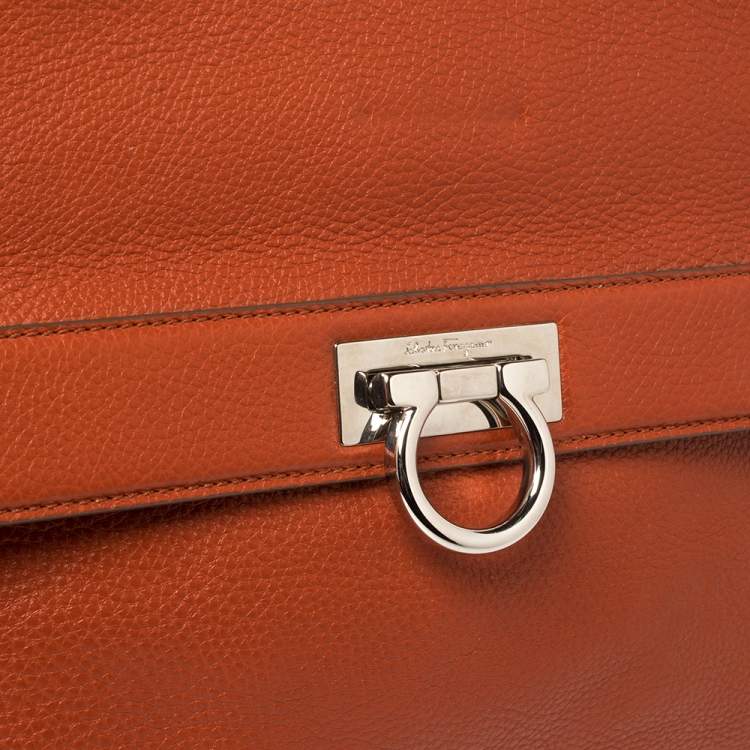 Pre Owned Salvatore Ferragamo Burnt Orange Leather Sofia Top Handle Bag