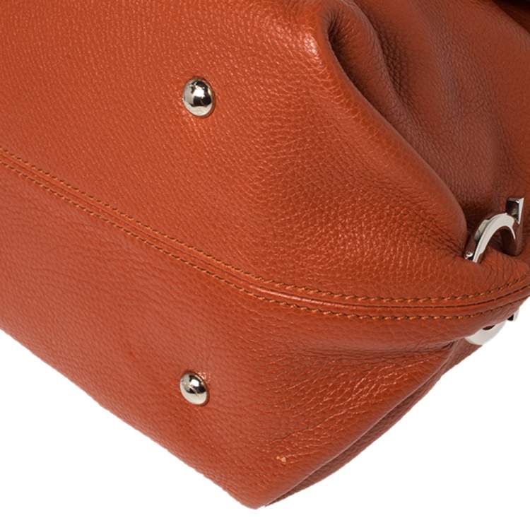 Pre Owned Salvatore Ferragamo Burnt Orange Leather Sofia Top Handle Bag