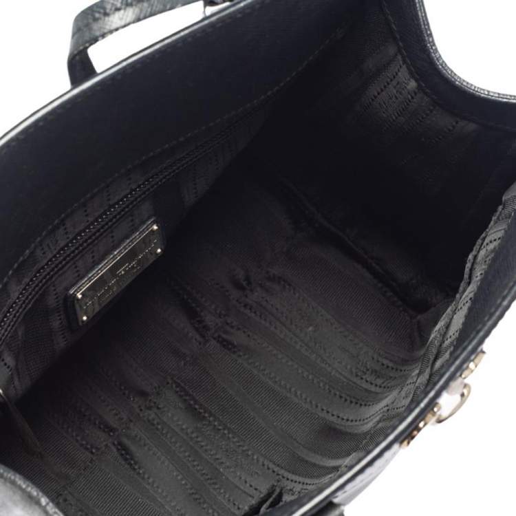 Pre Owned Salvatore Ferragamo Black Leather Briana Tote