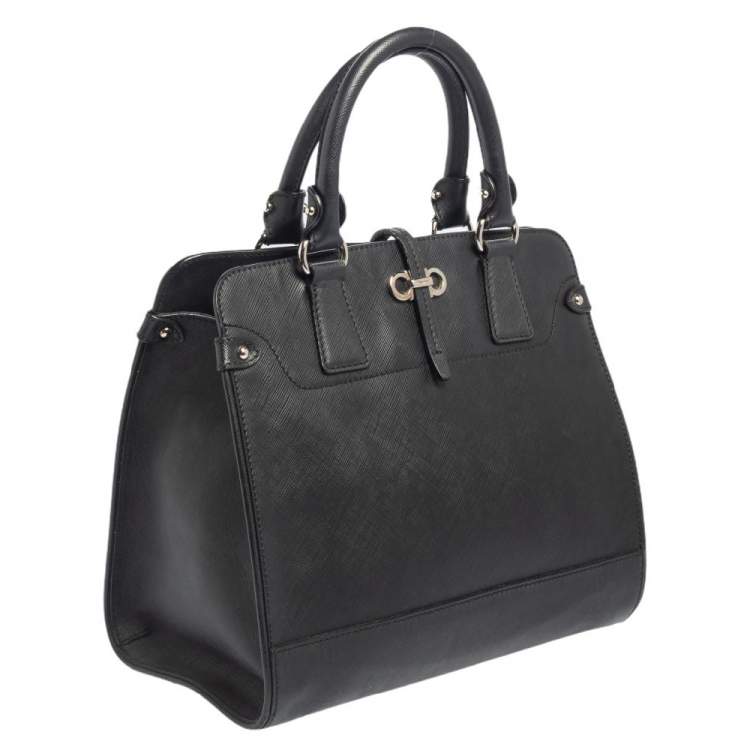 Pre Owned Salvatore Ferragamo Black Leather Briana Tote