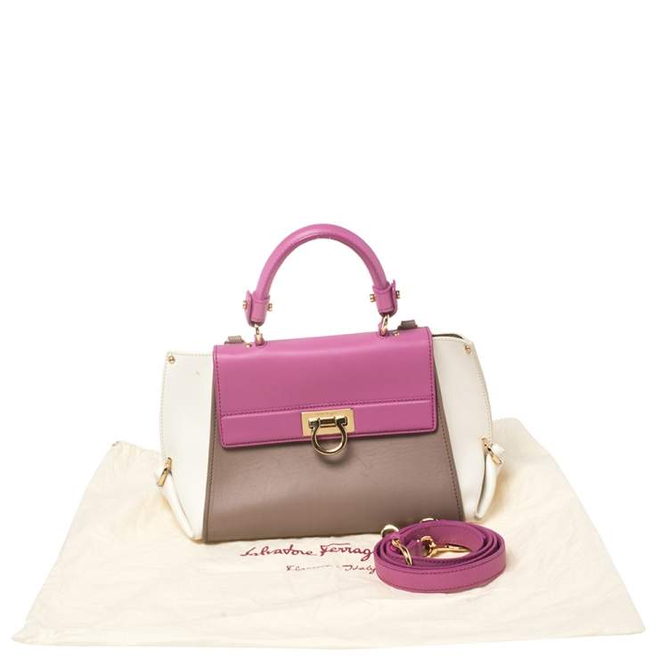 Pre Owned Salvatore Ferragamo Multicolor Leather Sofia Top Handle Bag