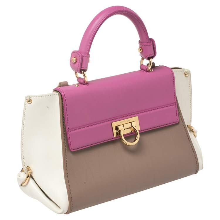 Pre Owned Salvatore Ferragamo Multicolor Leather Sofia Top Handle Bag