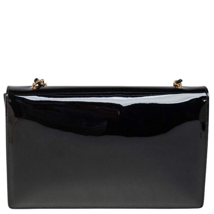 Pre Owned Salvatore Ferragamo Black Patent Leather Ginny Shoulder Bag
