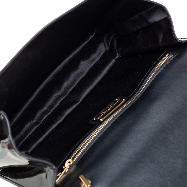 Pre Owned Salvatore Ferragamo Black Patent Leather Ginny Shoulder Bag