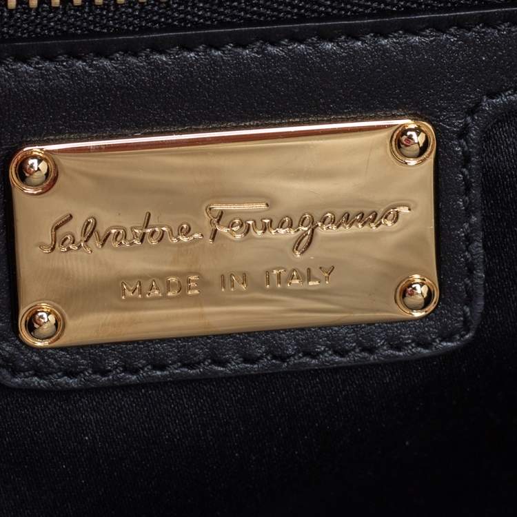 Pre Owned Salvatore Ferragamo Black Patent Leather Ginny Shoulder Bag