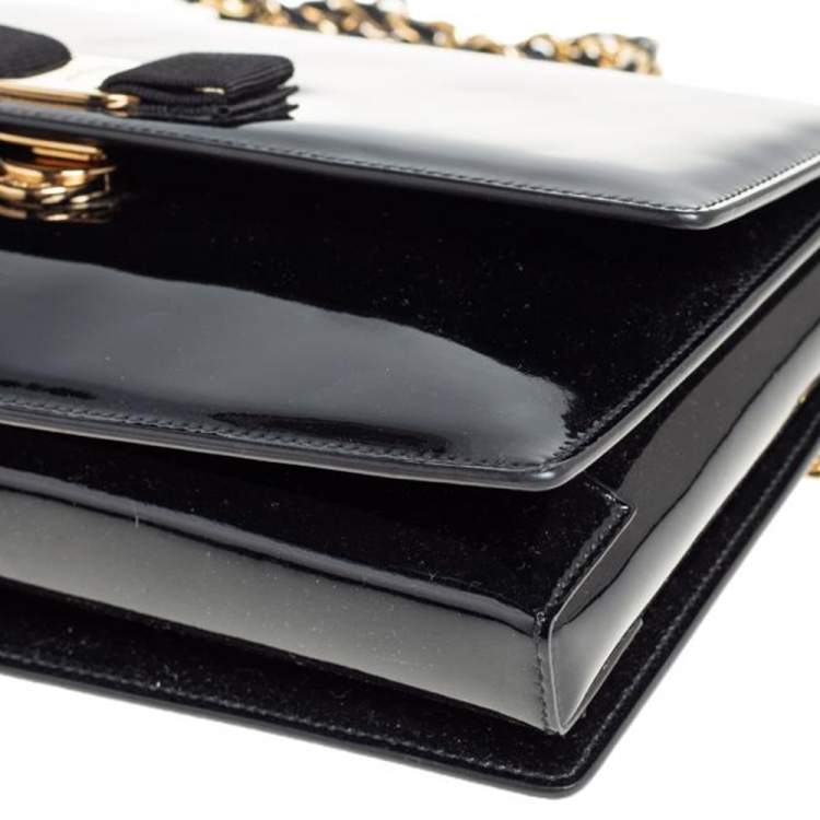 Pre Owned Salvatore Ferragamo Black Patent Leather Ginny Shoulder Bag