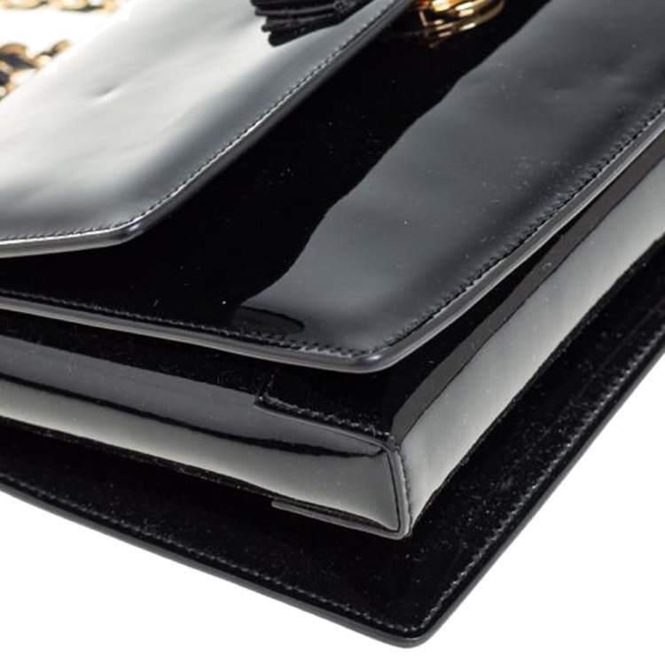 Pre Owned Salvatore Ferragamo Black Patent Leather Ginny Shoulder Bag