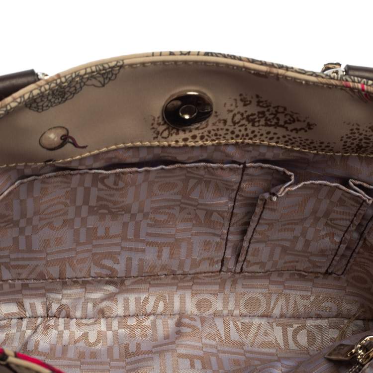 Pre Owned Salvatore Ferragamo Brown/Grey Tiger Print Nylon Small Tote