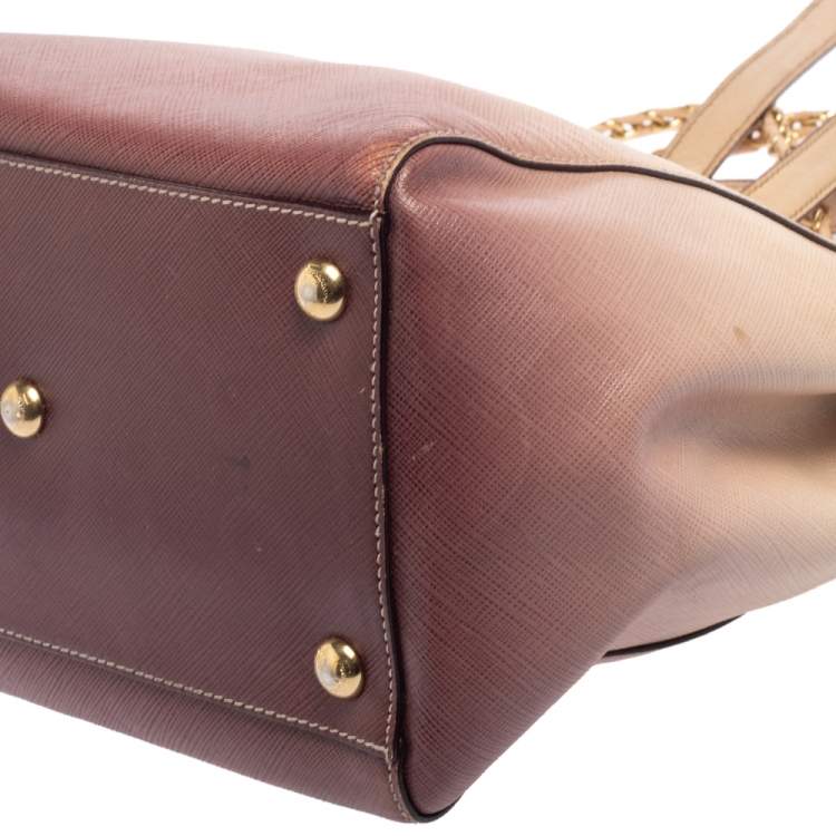 Pre Owned Salvatore Ferragamo Ombre Pink Leather Vany Tote