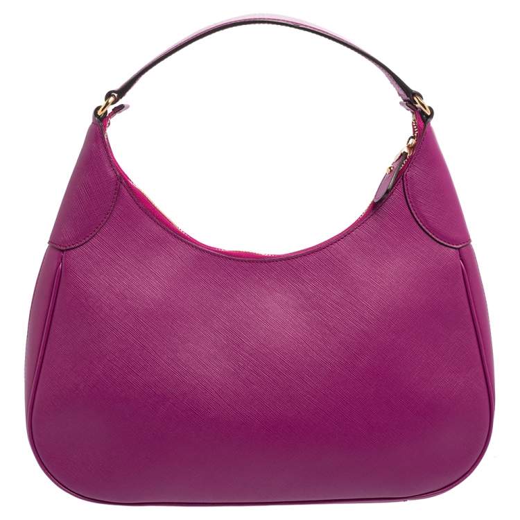 Pre Owned Salvatore Ferragamo Magenta Leather Gancini Romana Hobo
