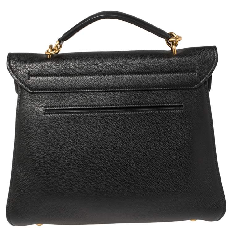 Pre Owned Salvatore Ferragamo Black Leather Margot Gancini Top Handle Bag