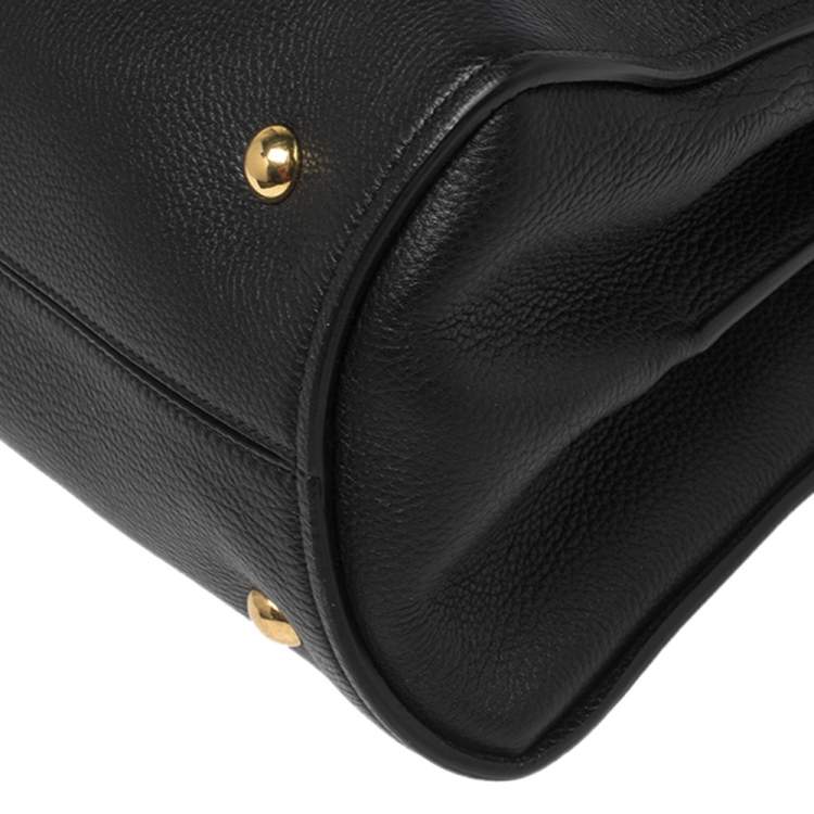 Pre Owned Salvatore Ferragamo Black Leather Margot Gancini Top Handle Bag