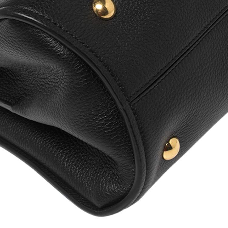 Pre Owned Salvatore Ferragamo Black Leather Margot Gancini Top Handle Bag