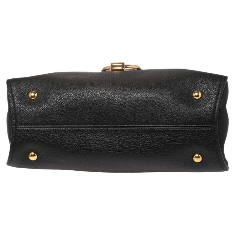Pre Owned Salvatore Ferragamo Black Leather Margot Gancini Top Handle Bag