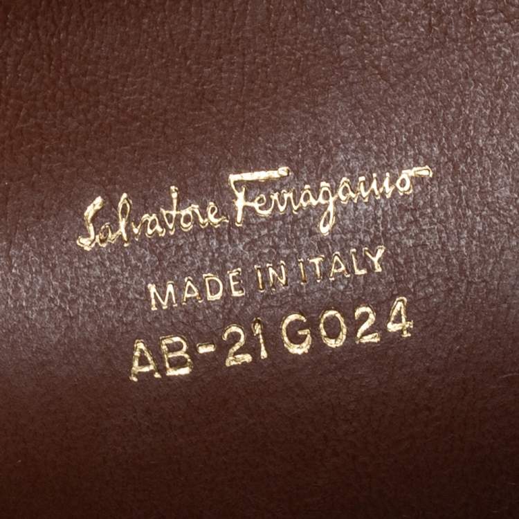 Pre Owned Salvatore Ferragamo Brown Leather Aileen Stitched Top Handle Bag