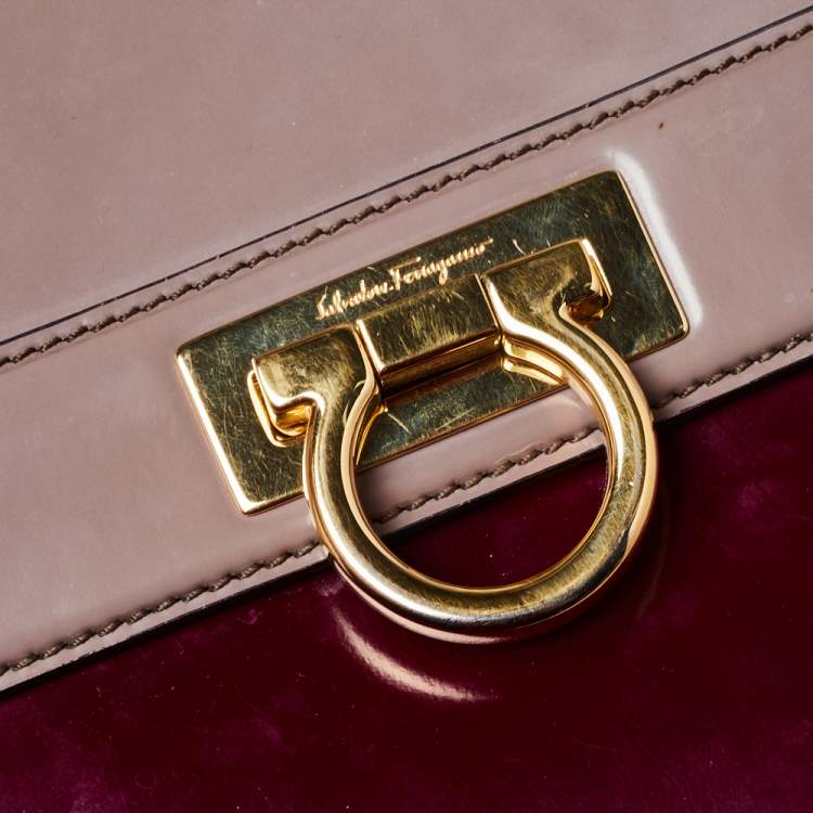 Pre Owned Salvatore Ferragamo Multicolor Patent Leather Large Sofia Top Handle Bag