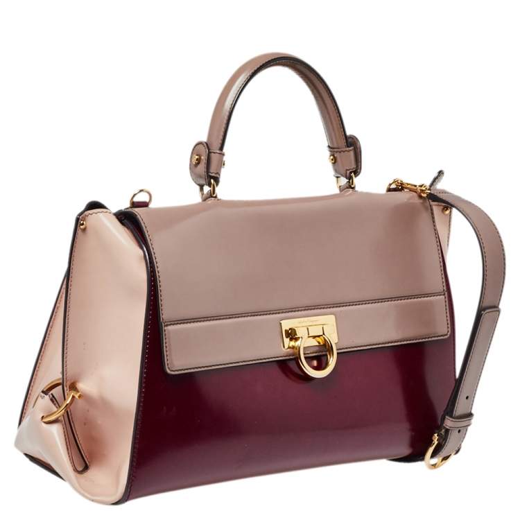 Pre Owned Salvatore Ferragamo Multicolor Patent Leather Large Sofia Top Handle Bag
